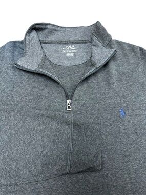Polo by Ralph Lauren Charcoal Gray Quarter-Zip Sweater with Blue Pony XXL